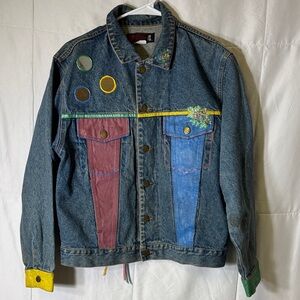 Vintage 90s Today’s News Statement Denim Jacket Carousel Horse Graphic‎ small